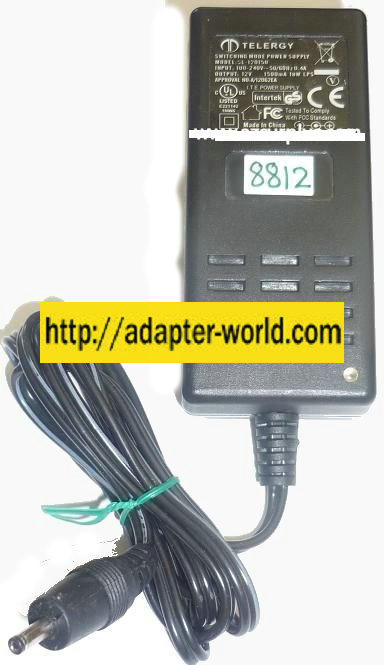 TELERGY SL-120150 AC ADAPTER 12VDC 1500mA NEW -( ) 1x3.4mm ROUN