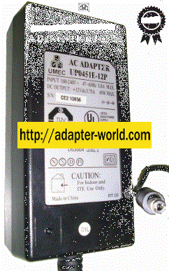 UMEC UP0451E-12P AC ADAPTER 12Vdc 3.75A New -( ) 2.5x5.5mm 100-
