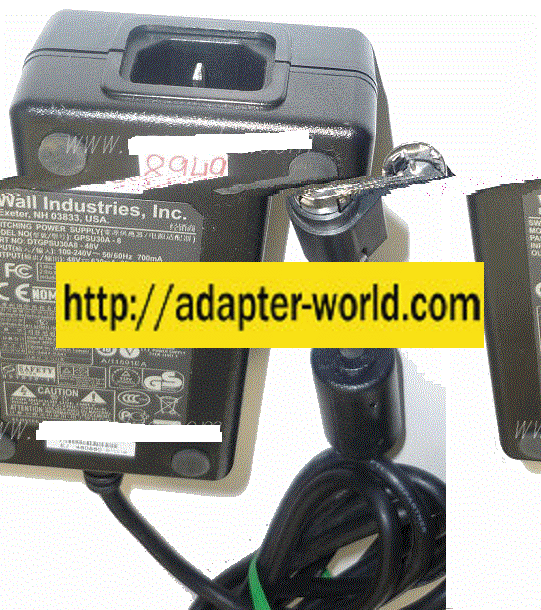 WALL GPSU30A-8 AC ADAPTER 48VDC 630mA NEW 3PIN DIN 30.5W SWITCH