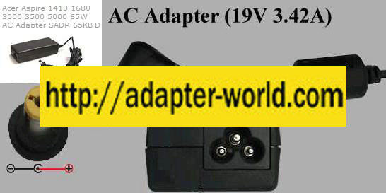 Delta SADP-65KB D AC adapter 65W 19VDC 3.42A -( ) 1.7x5.5mm New