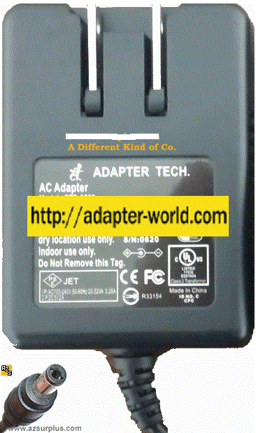 Adapter Tech STD-0502 AC Adaptor 5Vdc 2A -( ) 2x5.5mm New 100-1