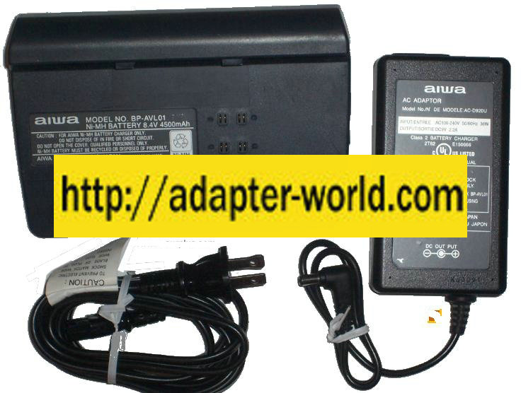 AIWA BP-AVL01 AC Adapter 9VDC 2.2A -( ) BATTERY Charger for NI-M