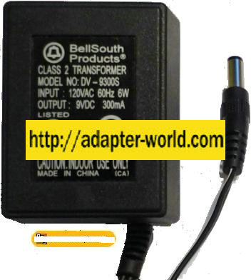 BellSouth Products DV-9300S AC ADAPTER 9VDC 300mA CLASS 2 TRANSF
