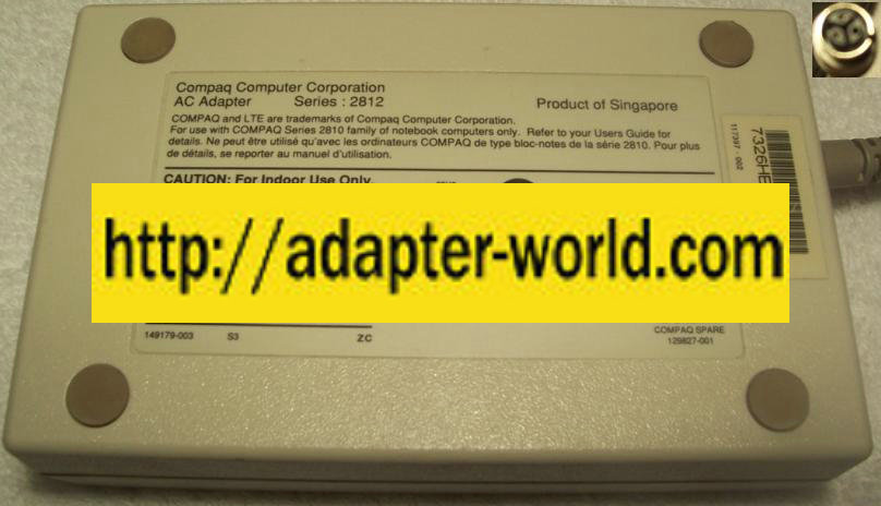 COMPaq 2812 series AC Adapter 18.5v 2.5a 35w Presario Laptop Pow