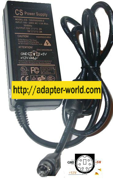 CS CS-120/0502000-E AC ADAPTER 5VDC 2A 12VDC 6Pin NEW Dual Volt