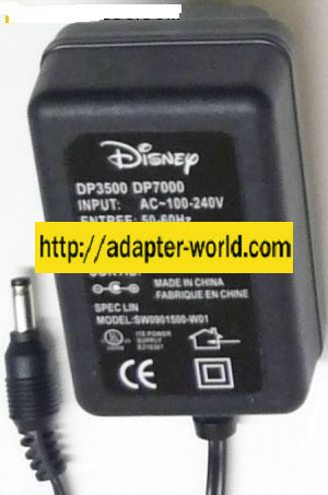 DISNEY SW0901500-W01 AC ADAPTER 9VDC 1.5A POWER SUPPLY DP3500 DP