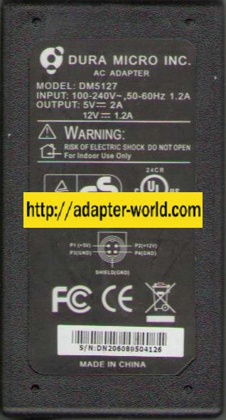 Dura Micro DM5127 AC DC ADAPTER 5V 2A 12V 1.2A POWER SUPPLY HDD