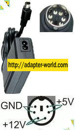 Fil-Tech PAG0342 AC Adapter 5VDC 12V 2A 6 Pins 9mm Mini Din Powe