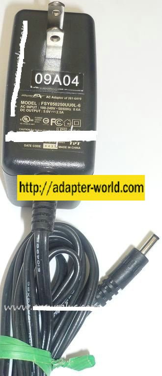illum FX FSY050250UU0L-6 AC ADAPTER 5VDC 2.5A NEW -( ) 1x3.5x9m