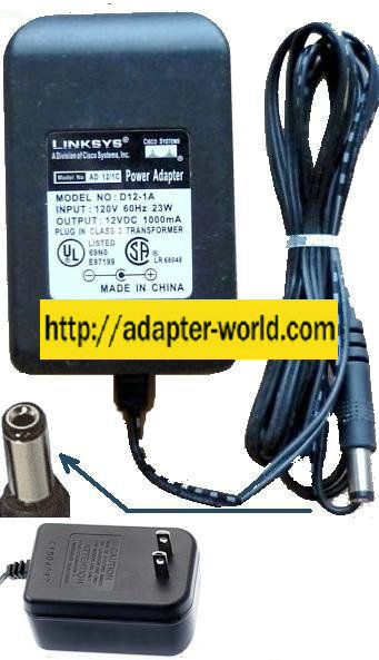 Linksys AD 12/1C Cisco AC Adapter 12VDC 1A D12-1A Power Supply f