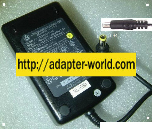 LISHIN LSE9802A1660 AC ADAPTER 16Vdc 3.75A -( )- New 2.5x5.5x12