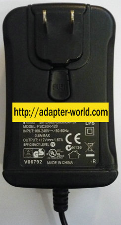 PHIHONG PSM11R-120 AC ADAPTER 12VDC 1.6A -( ) 2.1.x5.5mm 120vac
