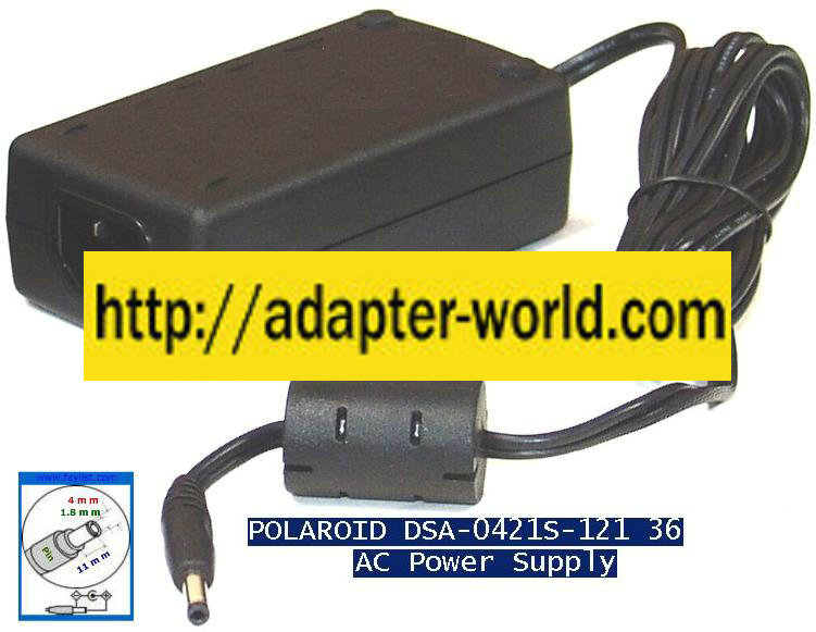 POLAROID DSA-0421S-121 36 AC ADAPTER 12VDC 3A Power Supply DVD P - Click Image to Close