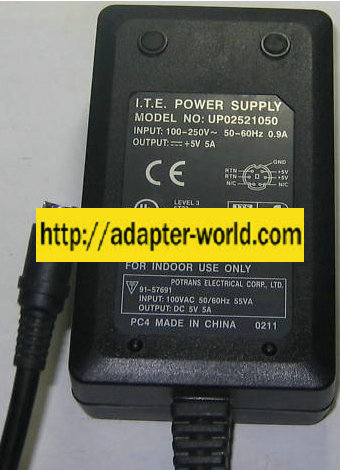 POTRANS I.T.E. UP02521050 AC Adapter 5V DC 5A 6Pin SWITCHING POW