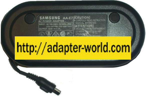 SAMSUNG AA-E7 AC DC ADAPTER 8.4V 1.5A POWER SUPPLY FOR CAMCORDER