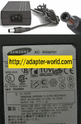 SAMSUNG PSCV420102A AC ADAPTER 14VDC 3A POWER SUPPLY