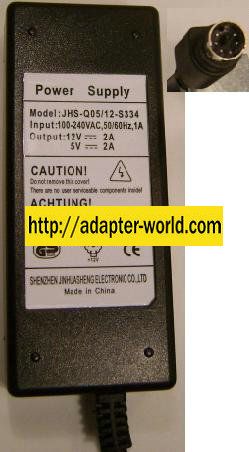 SHENZHEN JS JHS-Q05/12-S334 AC ADAPTER 12VDC 5V 2A S15 34W 6Pin