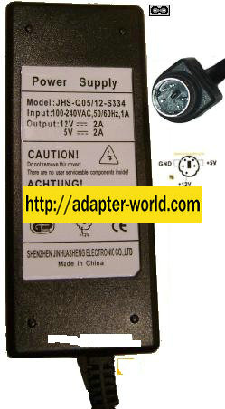 SHENZHEN JHS-Q05/12-S334 AC ADAPTER 12VDC 5V 2A S15 34W POWER SU