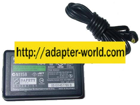 SONY PSP-100 AC Adapter 5VDC 2A -( ) 1.5x4mm 100-240vac 90 ° New