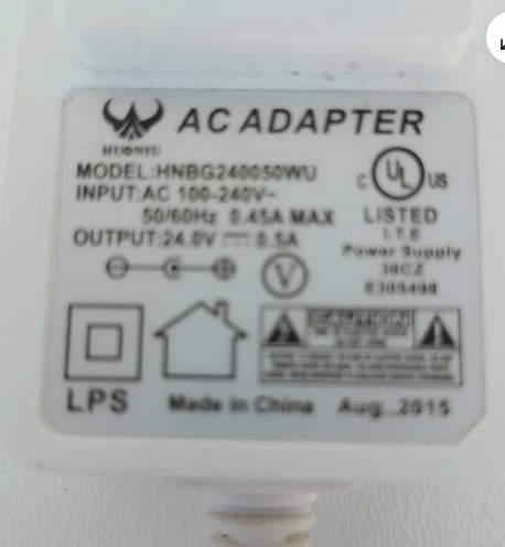 Huoniu AC Adapter Power Supply Charger HNBG240050WU Output 24V 0.5A Brand Huonio Location EA1062 MPN HNBG2400