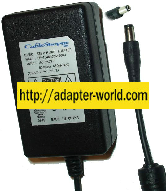 Cable Shoppe OH-1048A0851700U AC Adapter 8.2V DC 1.7A NEW -( ) 2