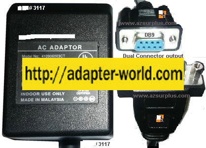 410906003CT AC Adapter 9Vdc 600mA DB9 RJ11 Dual Connector POWE