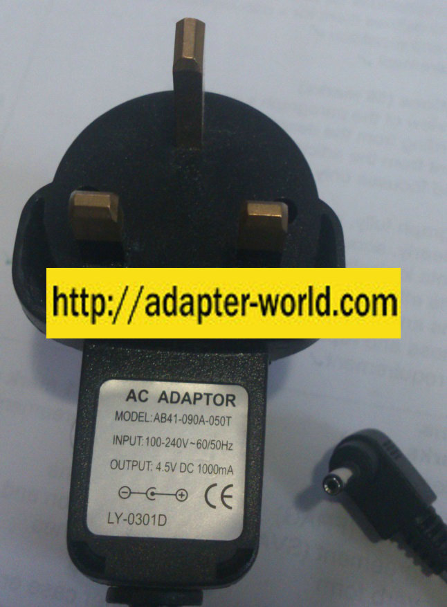 AB41-090A-050T AC ADAPTER 4.5VDC 1000mA NEW -( )- 1.2x3.5x9.6mm