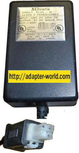 ACI World 41-5-400R AC ADAPTER 5V 400mA DIRECT PLUG-IN POWER SUP