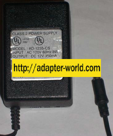 AD-1235-CS AC ADAPTER 12VDC 350MA POWER SUPPLY