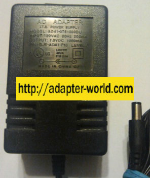 AD41-0751000DU AC ADAPTER 7.5V DC 1000MA POWER SUPPLY ITE