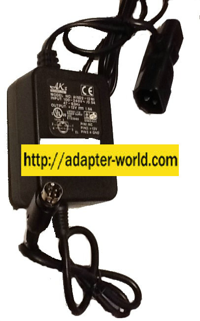 AK II A15D2-12MI AC ADAPTER 12VDC 1.5A New 4 Pin Din Barrel wit