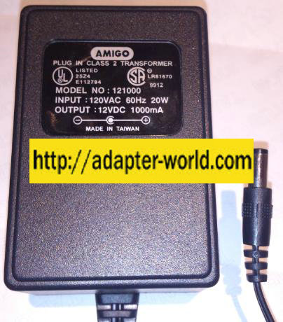 AMIGO 121000 AC ADAPTER 12VDC 1000mA New -( ) 2 x 5.5 x 12mm