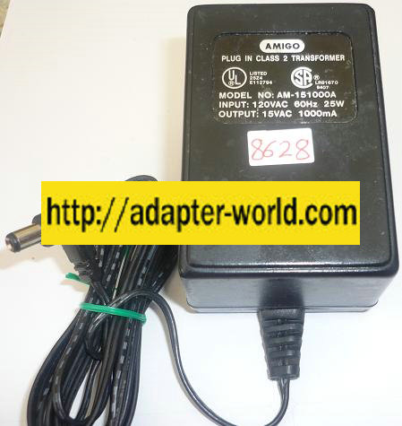 AMIGO AM-151000A AC ADAPTER 15VAC 1000mA NEW ~(~) 2x5.5mm ROUND