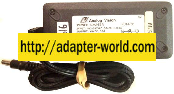 ANALOG VISION PUAA091 9V DC 0.6mA -( )- 1.9x5.4mm NEW POWER