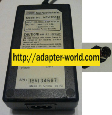 APD NE-17B512 AC ADAPTER 5V 1.2A 12V 1A POWER SUPPLY I.T.E