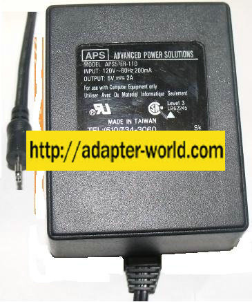 APS APS57ER-110 AC ADAPTER 5Vdc 2A STEREO Power supply CLASS 2 T
