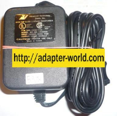 ATV AM-123000A AC ADAPTER 12VAC 3000mA POWER SUPPLY CLASS 2 TRAN