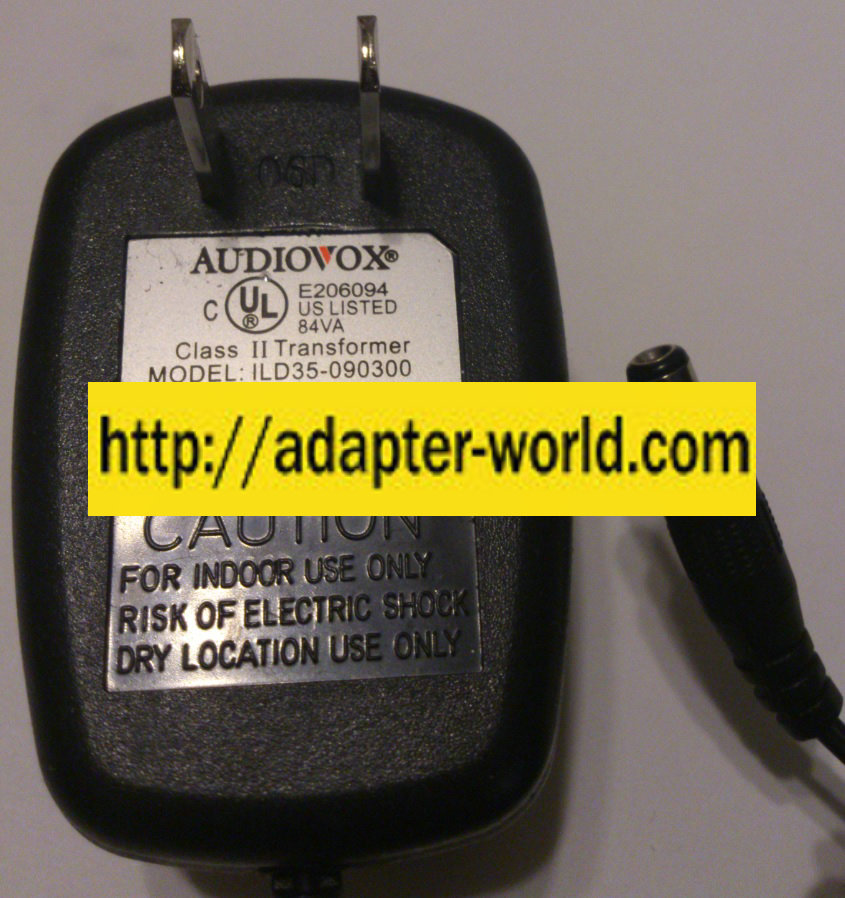 AUDIOVOX ILD35-090300 AC ADAPTER 9V 300mA NEW 2x5.5x10mm -( )-