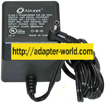 Aironet AD1280-7-544 AC ADAPTER 12VDC 800mA POWER SUPPLY for Med
