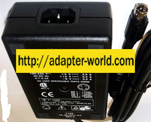 Ault SC 304 AC ADAPTER 5V 2.5A 12VDC 0.2A -8V 0.2A 4Pin ITE POWE