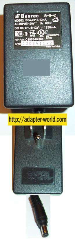 HP BESTEC BPA-201S-12NA AC ADAPTER FLATBED SCANNER 12V 1250mA
