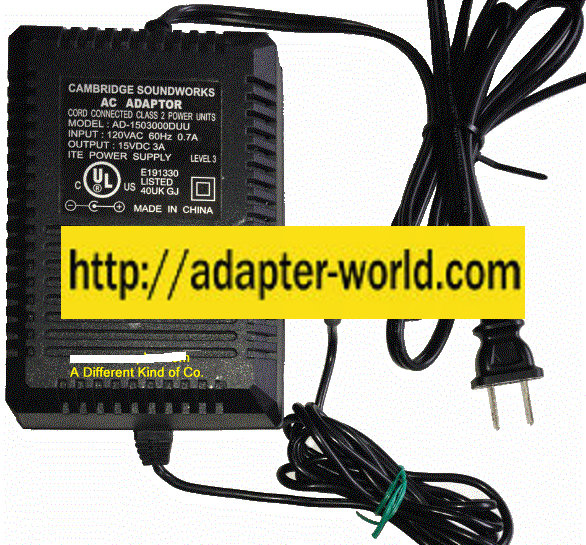 CAMBRIDGE SOUNDWORKS TEAD-66-153000U AC ADAPTER 15VDC 3A -( ) 2x