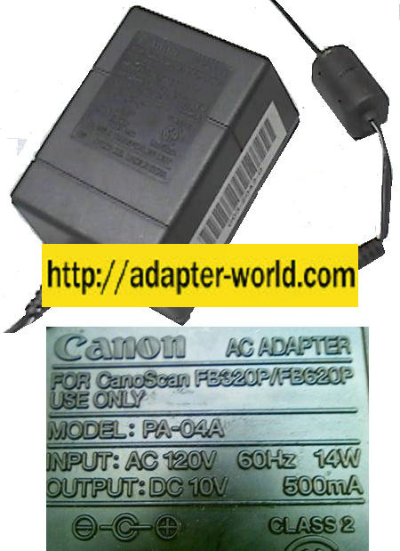 CANON PA-04A AC ADAPTER 9VDC CANOSCAN FB320P 700MA POWER SUPPLY