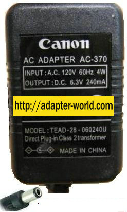 CANON TEAD-28-060240U AC ADAPTER 6.3VDC 240mA P23-DH CALCULATOR