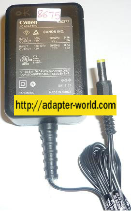 CANON K30277 AC ADAPTER 12VDC 1.5A NEW -( )- 2.5x5.5mm SCANNER