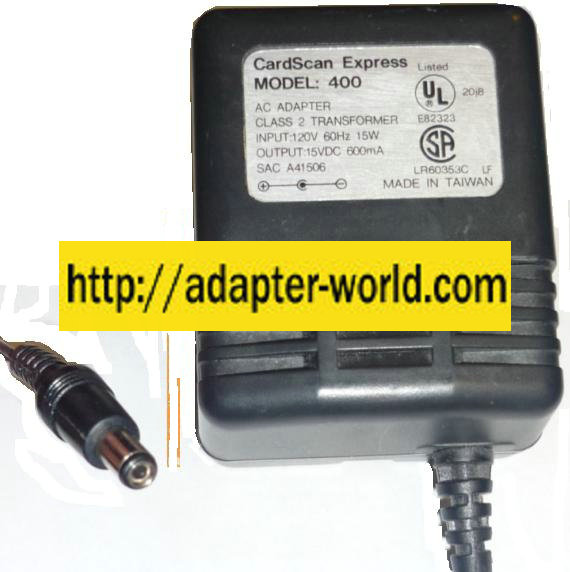 CARDSCAN EXPRESS 400 AC DC ADAPTER 15V 600mA LabelWriter