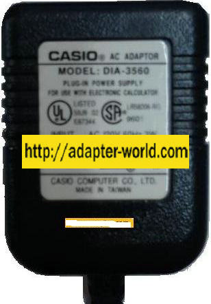 CASIO DIA-3560 AC ADAPTOR 6V 200mA PLUG IN POWER SUPPLY
