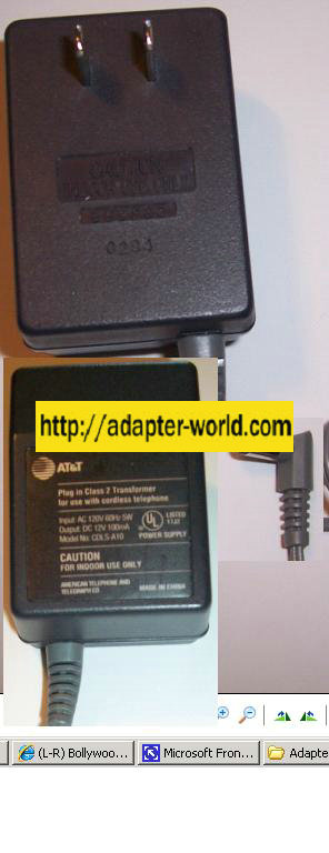 AT T CDLS-A10 AC ADAPTER 1PLUG IN CLASS2 TROSFORMER FOR CORDLESS