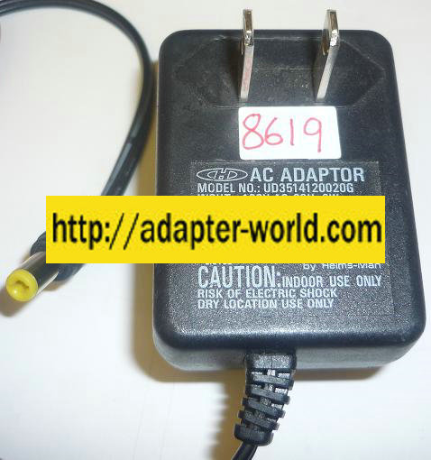 CHD UD3514120020G AC ADAPTER 12VDC 200mA NEW -( ) 2x5.5mm ROUND