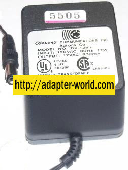 COMMAND COMMUNICATIONS DV-1283 AC ADAPTER 12V 830mA DIRECT PLUG